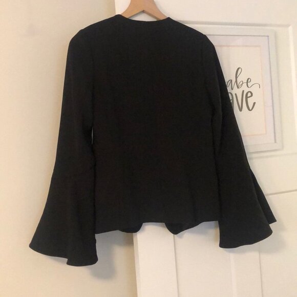 HARLOWE & GRAHAM Ruffle Bell Sleeve Black Blazer - Picture 8 of 10